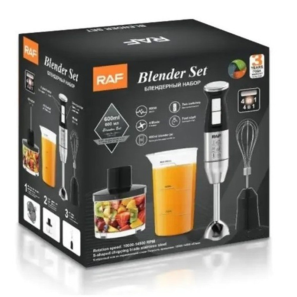 Занурювальний блендер 4в1 RAF R.368B, 800 Вт / Ручний блендер-подрібнювач / Міксер блендер