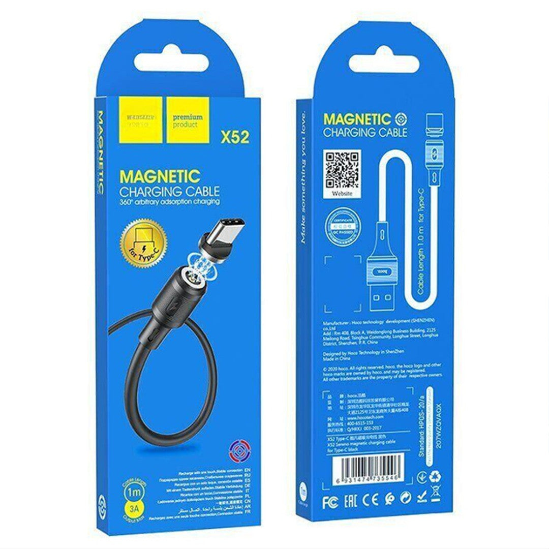 Магнітний кабель USB-Type-C X52, 1м / Шнур для заряджання телефону / Зарядний кабель для смартфона