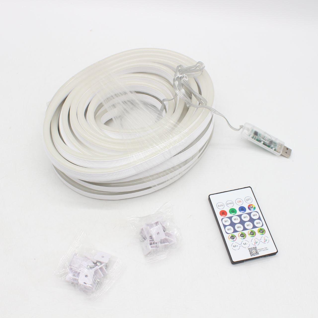 Неонова LED стрічка RGB 10м з пультом та Bluetooth / Світлодіодне RGB підсвічування / RGB стрічка силіконова