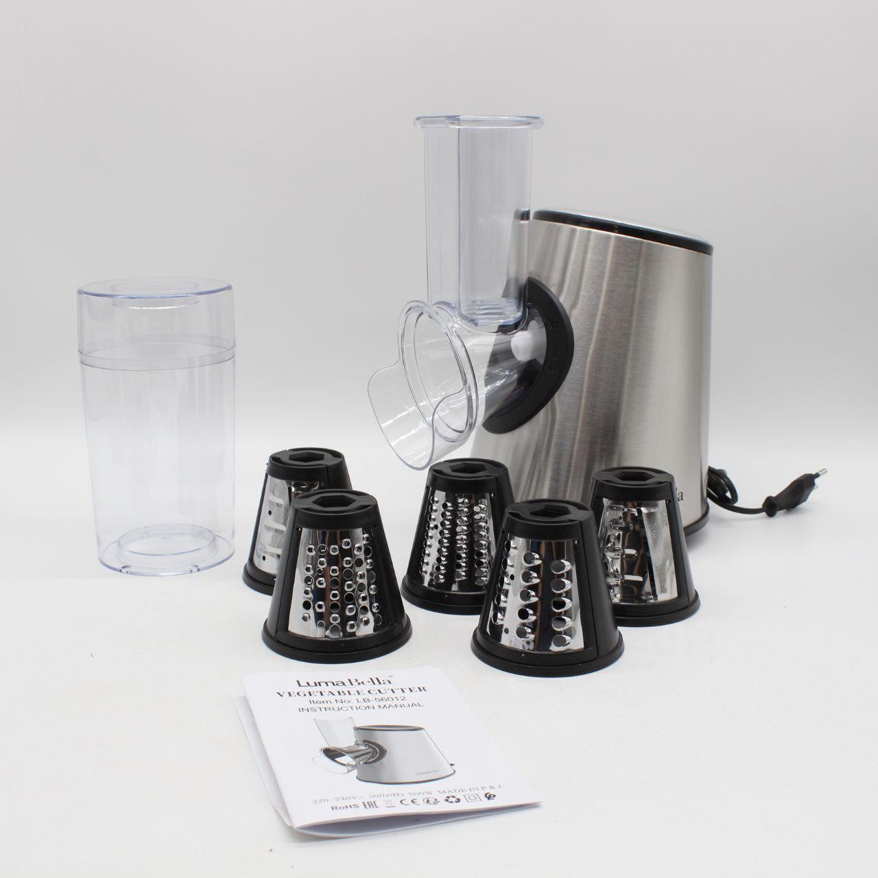 Електрична овочерізка + 5 насадок, LB-56012, 800Вт / Кухонний слайсер для овочів / Електротерка