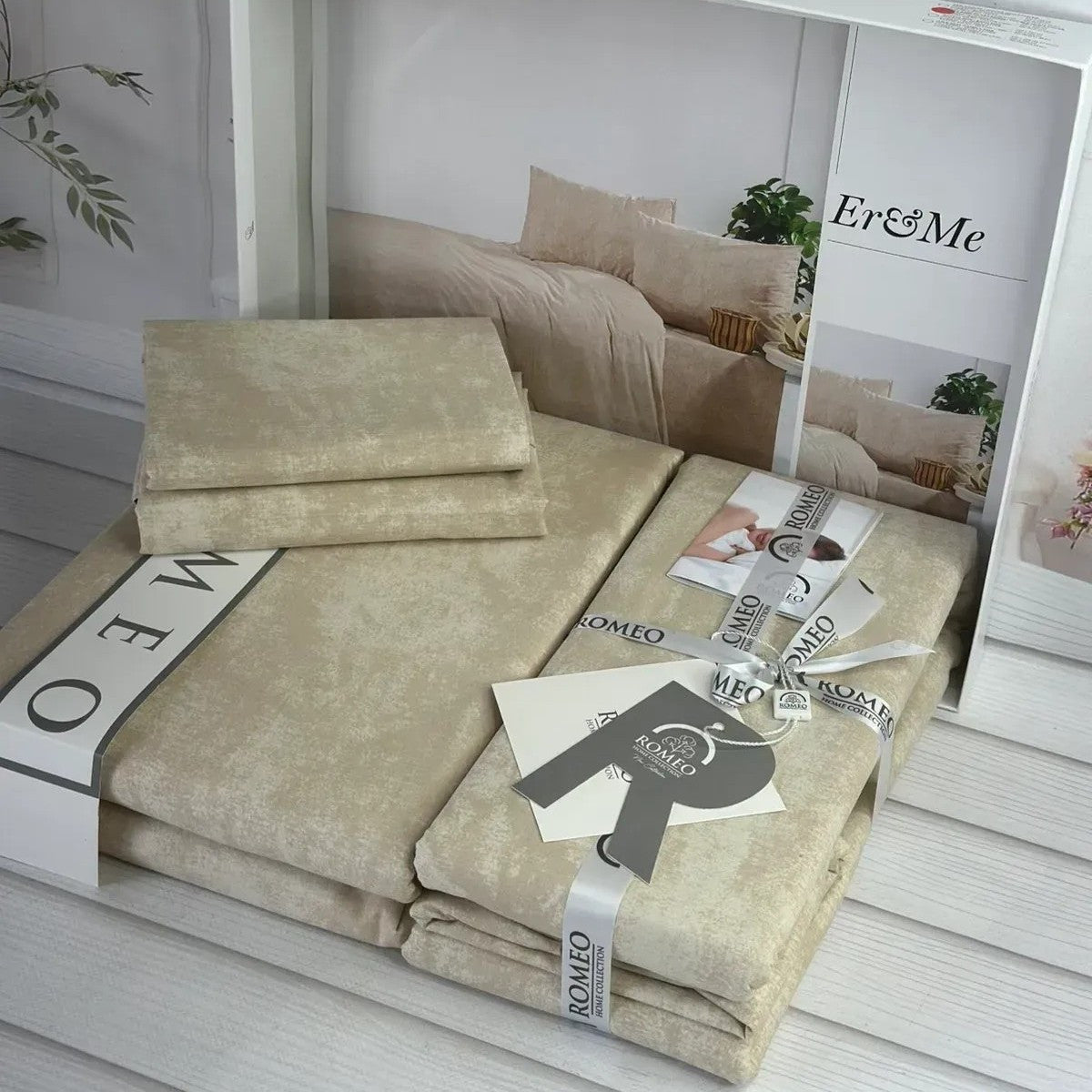 Постільна білизна поплін, Євро розмір, подарункова упаковка, Romeo Home Poplin Eresme / Комплект постільної білизни