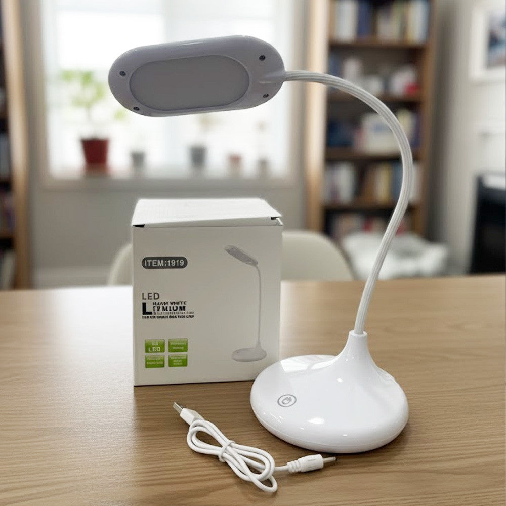 Настільна лампа акумуляторна, від USB, Білий / LED лампа сенсорна / Світлодіодна лампа на гнучкій ніжці
