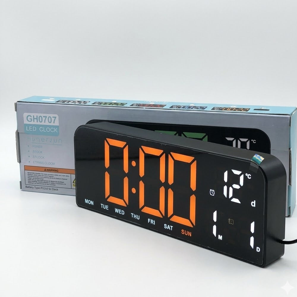 Годинник настільний від USB +батарейки (24х9х3см) GH0707, Чорний / Електронний годинник настінний / Led годинник на стіну