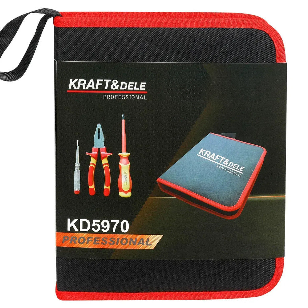 Діелектричний набір інструментів Kraft&Dele KD5970 (11 предметів) / Набір ізольованих інструментів / Набір викруток для електрика