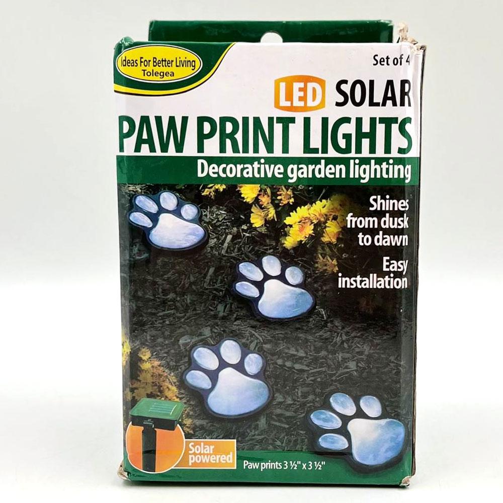 Садовий ліхтарик Лапки на сонячній батареї, 4 шт, Paw Prints Lights DL49, Чорний / Ліхтар для газону