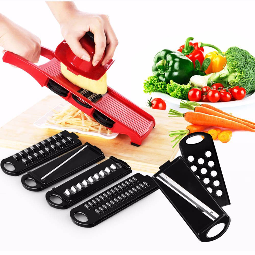 Овочерізка ручна Mandoline Slicer 6 in 1, Червоний / Терка для овочів / Мультислайсер