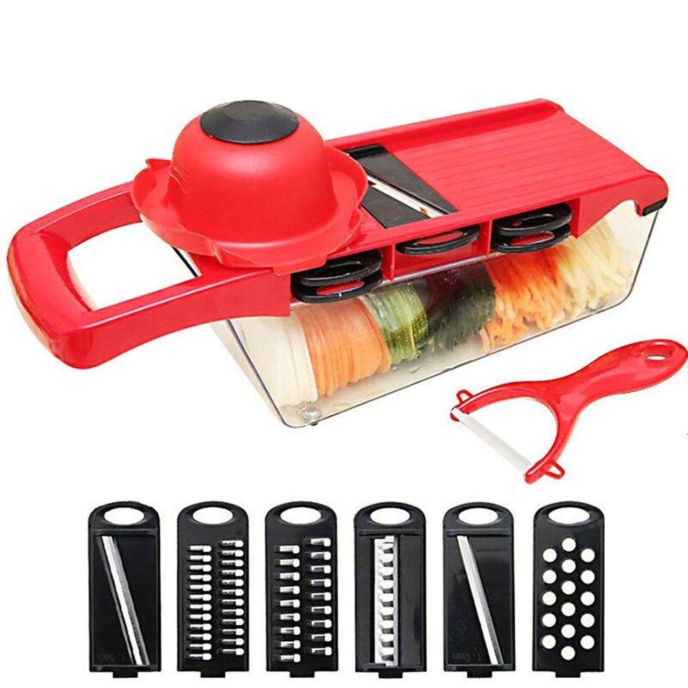 Овочерізка ручна Mandoline Slicer 6 in 1, Червоний / Терка для овочів / Мультислайсер