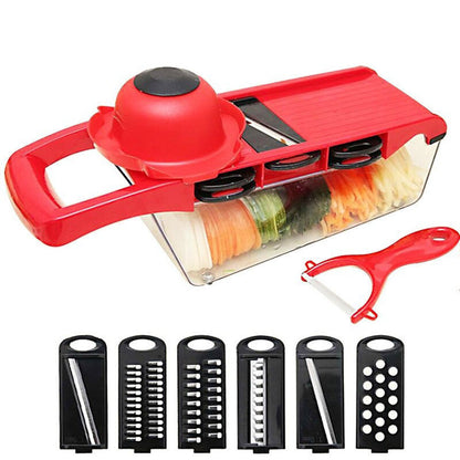 Овочерізка ручна Mandoline Slicer 6 in 1, Червоний / Терка для овочів / Мультислайсер