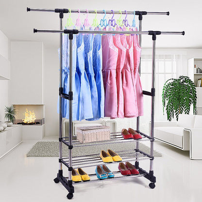Стійка вішалка для одягу 160х80х38 см Colgador doble ajustable, Сірий / Телескопічна пересувна вішалка