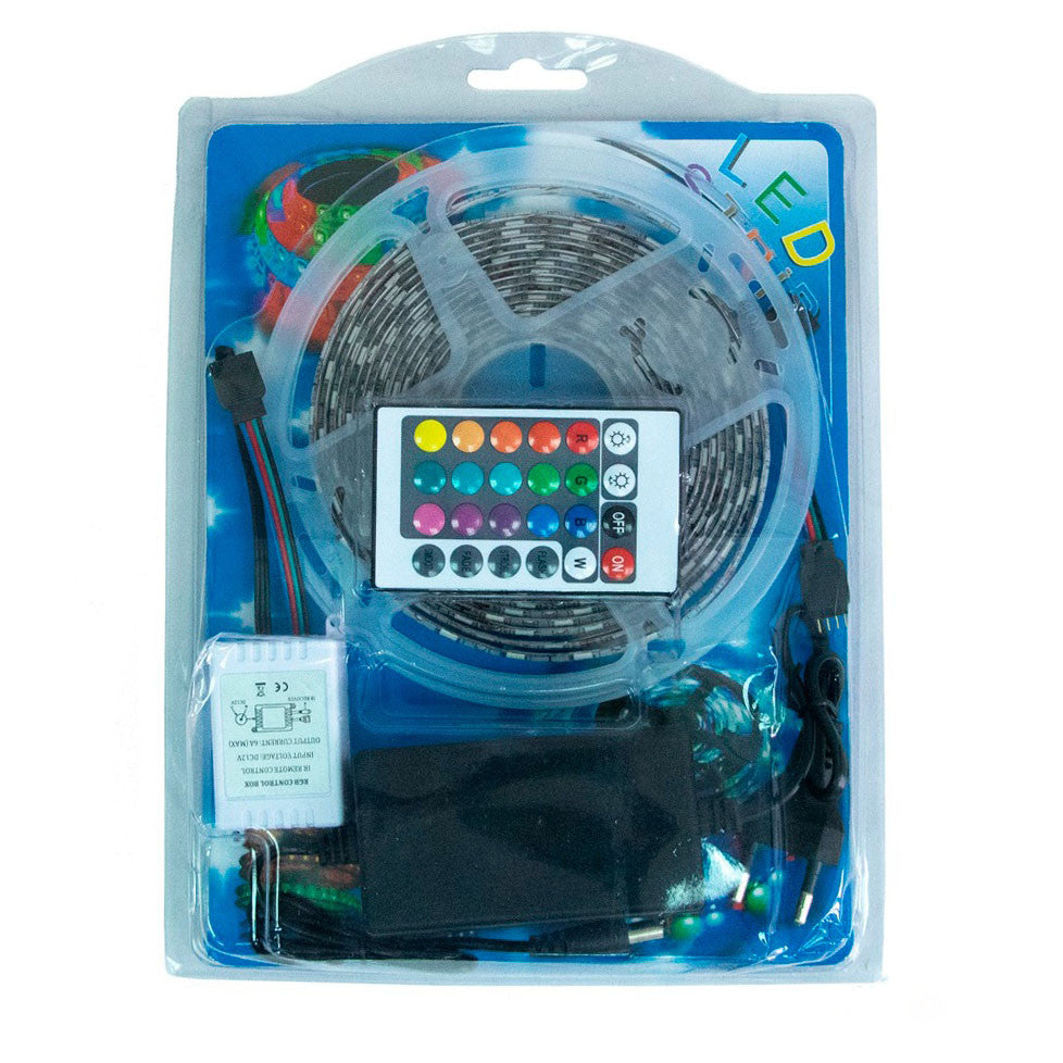 Комплект 3шт LED стрічка RGB, 5м, 12V, 3528, пульт та блок / Світлодіодна стрічка / Підсвічування в кімнату