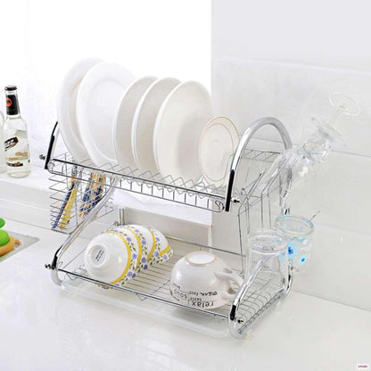 Стійка для зберігання посуду 360х115х240мм, Kitchen Storage Rack, Білий / Сушка для посуду з піддоном / Настільна сушарка