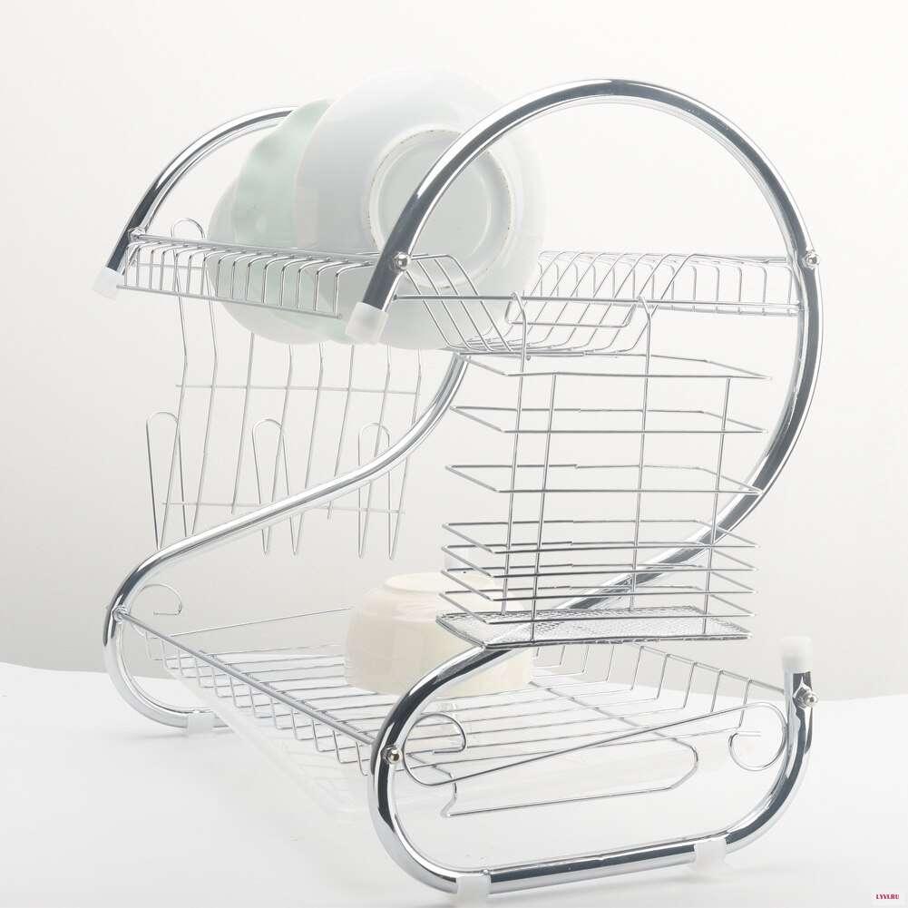 Стійка для зберігання посуду 360х115х240мм, Kitchen Storage Rack, Білий / Сушка для посуду з піддоном / Настільна сушарка