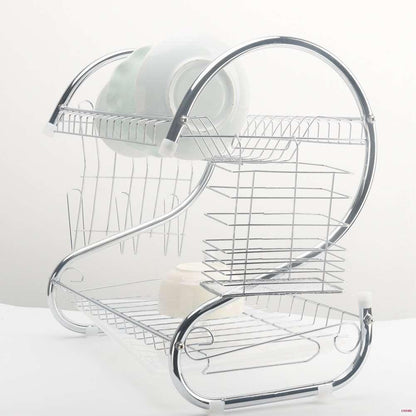 Стійка для зберігання посуду 360х115х240мм, Kitchen Storage Rack, Білий / Сушка для посуду з піддоном / Настільна сушарка