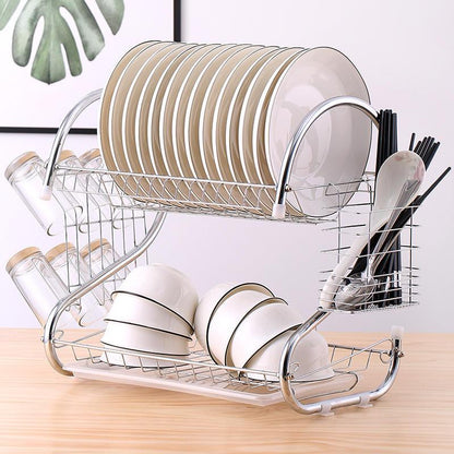 Стійка для зберігання посуду 360х115х240мм, Kitchen Storage Rack, Білий / Сушка для посуду з піддоном / Настільна сушарка