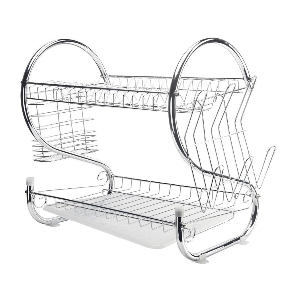 Стійка для зберігання посуду 360х115х240мм, Kitchen Storage Rack, Білий / Сушка для посуду з піддоном / Настільна сушарка
