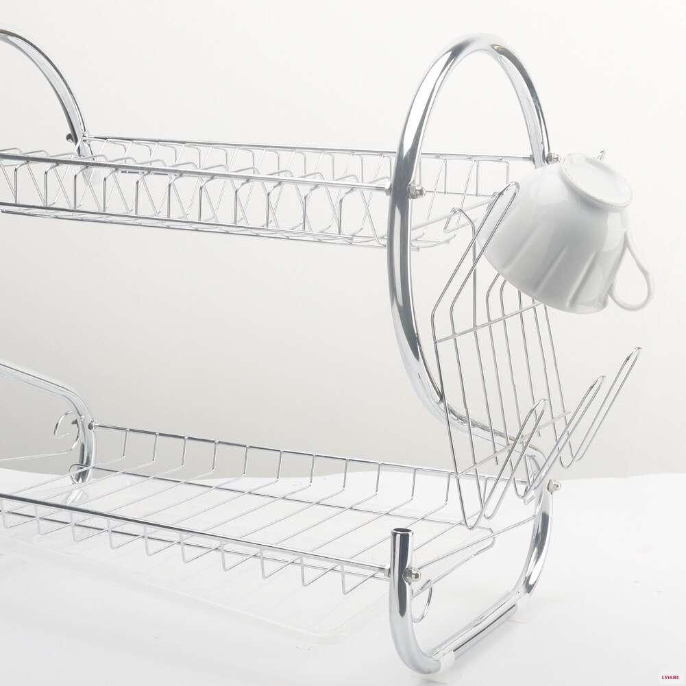 Стійка для зберігання посуду 360х115х240мм, Kitchen Storage Rack, Білий / Сушка для посуду з піддоном / Настільна сушарка