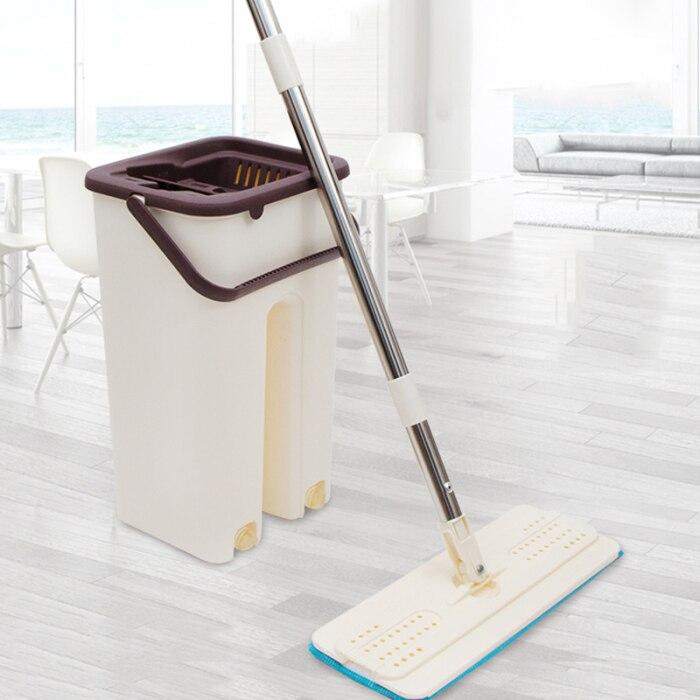 Швабра ледарка з віджимом 3,5л та 2насадки, Scratch Cleaning Mop, Бежовий / Комплект швабра з відром / Самовіджимаюча швабра