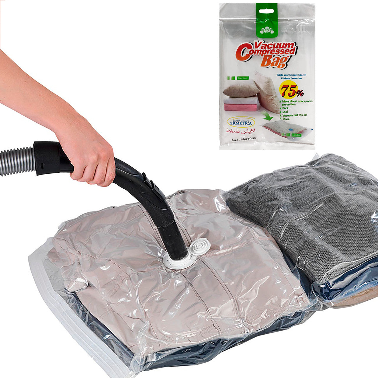 1шт Вакуумний пакет для одягу 80х110см, Vacuum Bag, Прозорий / Вакуумний мішок для зберігання одягу