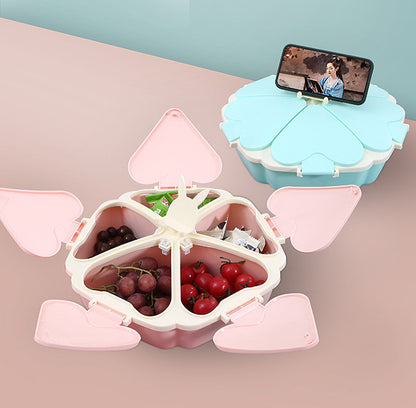 Тарілка-органайзер для цукерок та солодощів на 5 відсіків Peach Heart Shape з тримачем для телефону W-27W