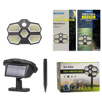 Уличный фонарь на солнечной батарее Solar SH580A-124LED, Білий / Светильник с датчиком движения