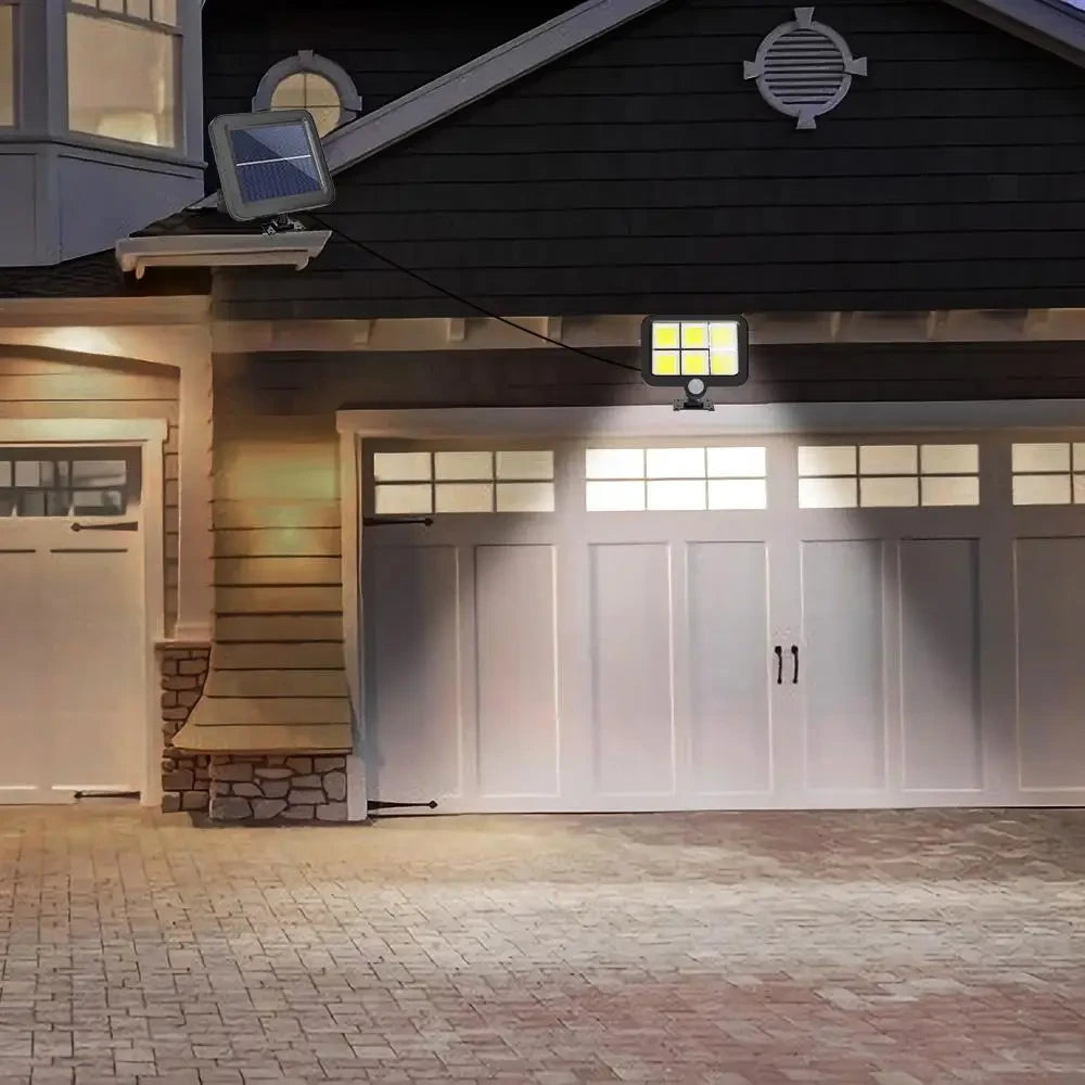 Комплект 2шт Вуличний ліхтар на сонячній батареї з датчиком руху 120 COB, Чорні / Підвісний настінний світильник