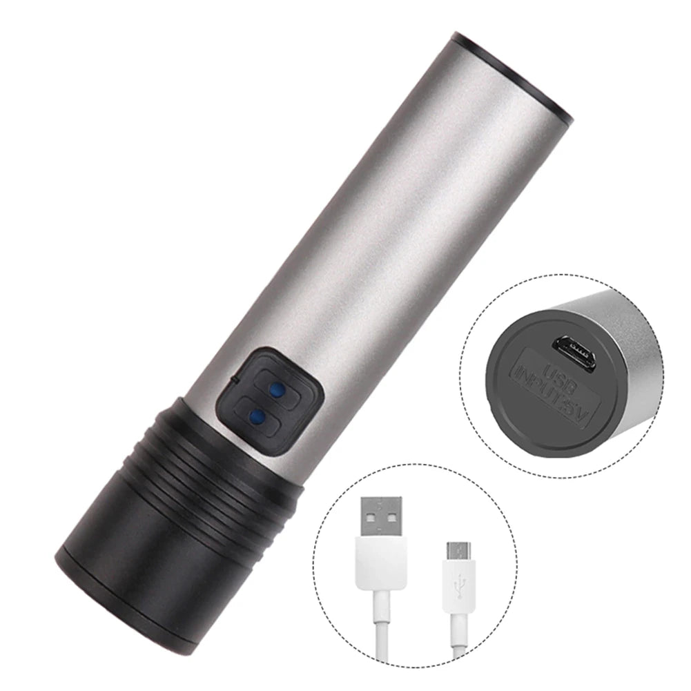 Ручний акумуляторний ліхтарик USB BL K31, Сірий / Кишеньковий ЛЕД ліхтар / Ліхтарик світлодіодний