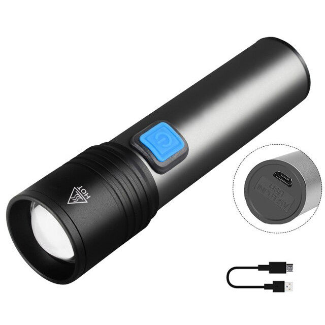 Ручний акумуляторний ліхтарик USB BL K31, Сірий / Кишеньковий ЛЕД ліхтар / Ліхтарик світлодіодний