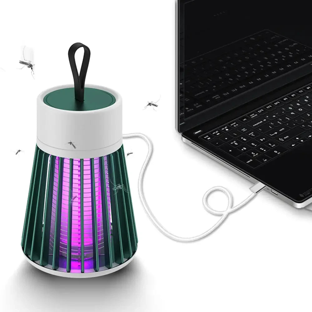 Антимоскітна лампа від комарів, від USB, 12х8,5см, Electronic shock, Зелена, Білий / Електрична пастка-знищувач комах