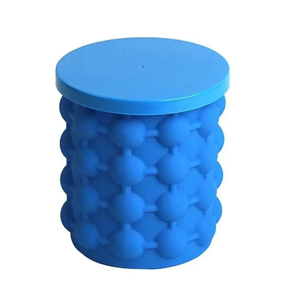 Силіконова форма для льоду Ice Cube Maker Genie, Блакитний / Відро для заморожування льоду з кришкою