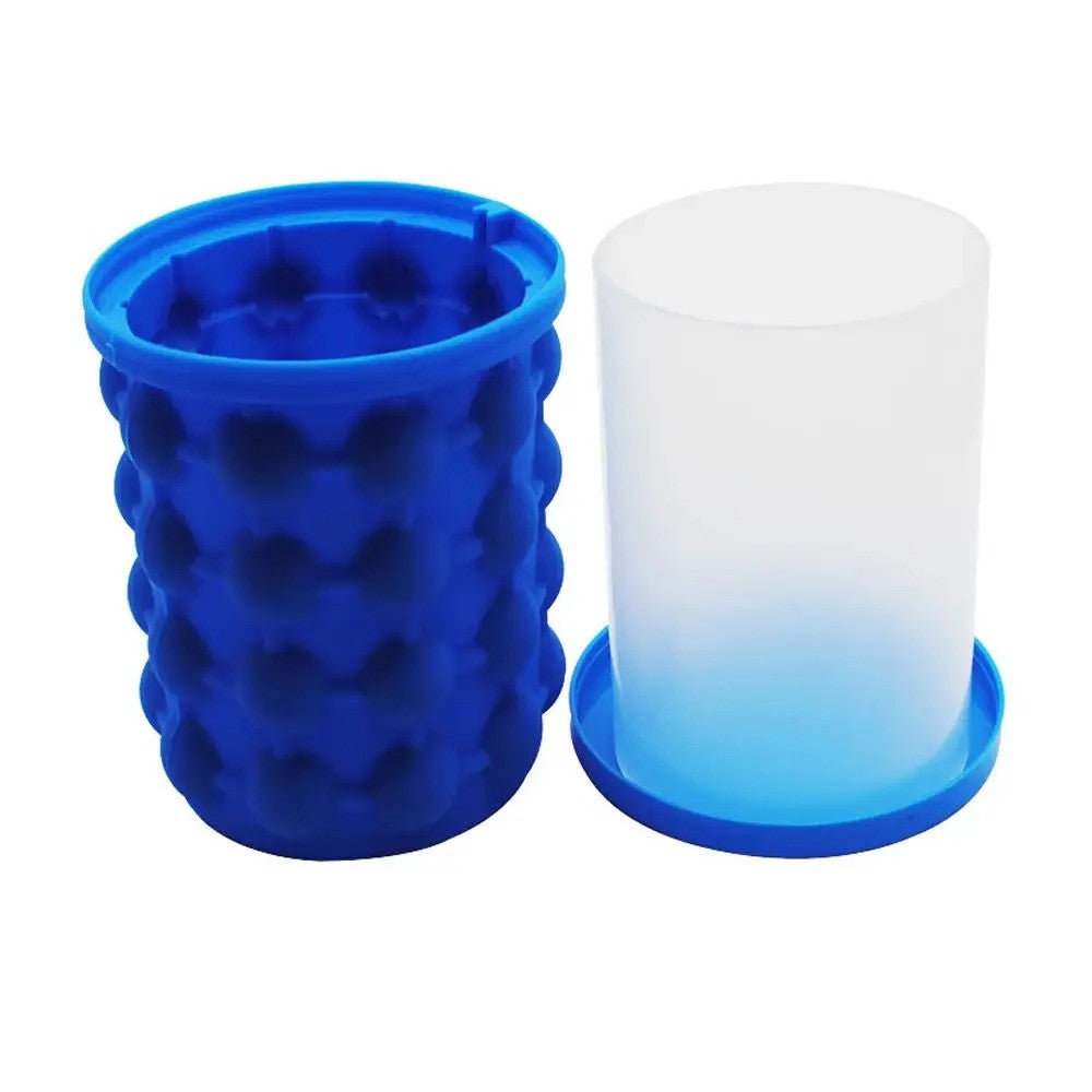Силіконова форма для льоду Ice Cube Maker Genie, Блакитний / Відро для заморожування льоду з кришкою