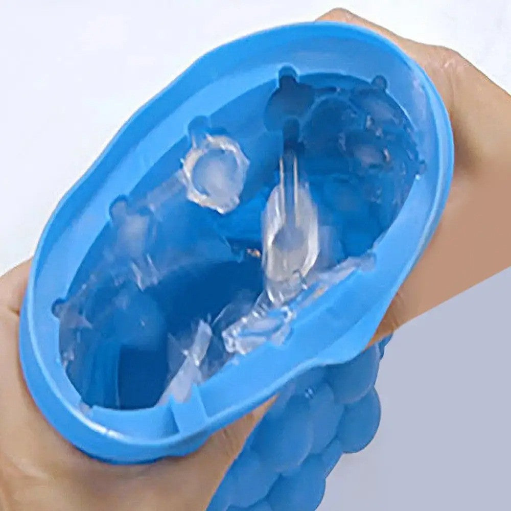 Силіконова форма для льоду Ice Cube Maker Genie, Блакитний / Відро для заморожування льоду з кришкою