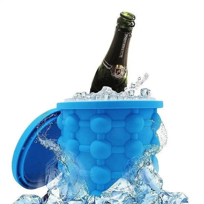 Силіконова форма для льоду Ice Cube Maker Genie, Блакитний / Відро для заморожування льоду з кришкою