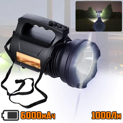 Ліхтар-прожектор акумуляторний 30 Вт, TD-6000A-30W-T6, Чорний / Ручний ліхтарик з ремінцями для перенесення