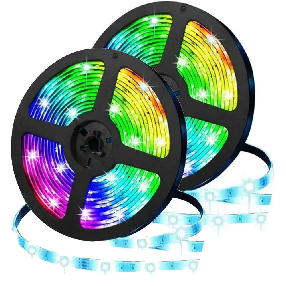 Набір 2 шт Світлодіодна LED стрічка 5м, 12V, RGB 3528, пульт та блок / Неонова стрічка / Підсвічування в кімнату