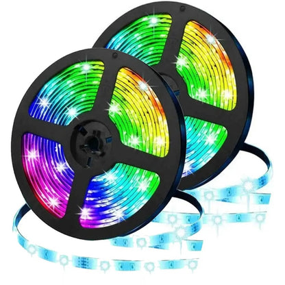 Набір 2 шт Світлодіодна LED стрічка 5м, 12V, RGB 3528, пульт та блок / Неонова стрічка / Підсвічування в кімнату