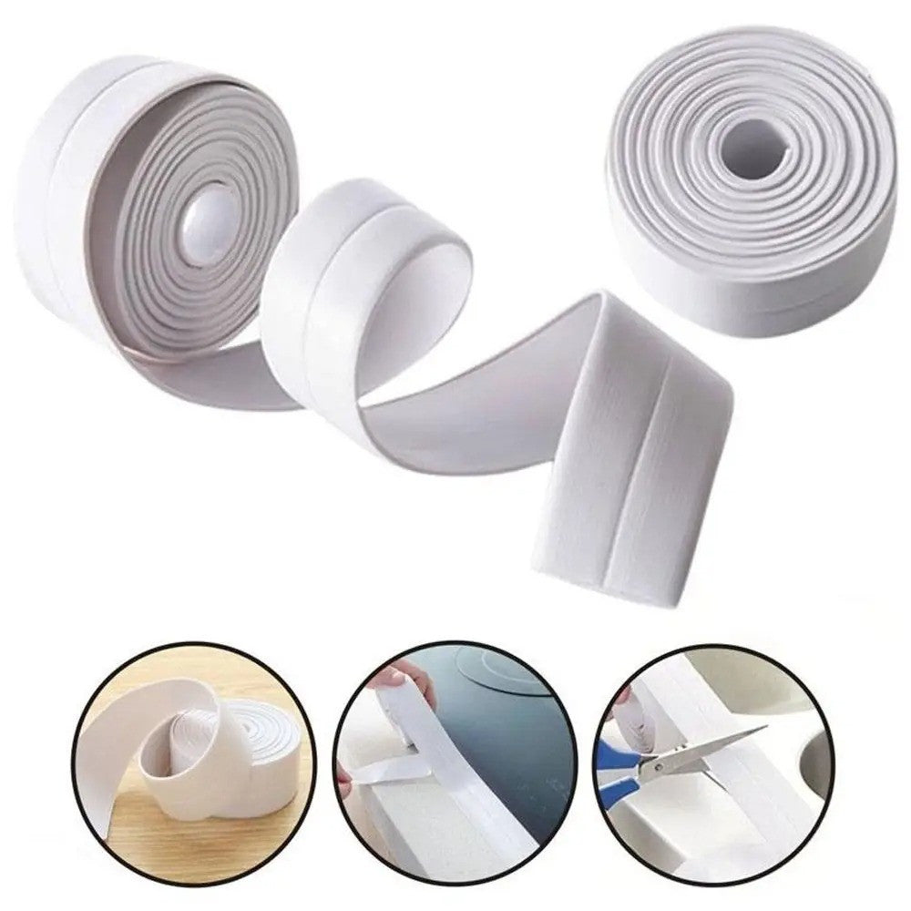 Самоклеюча водонепроникна бордюрна стрічка 2,5 м Waterproof Tape, Білий / Клейка стрічка для ванни