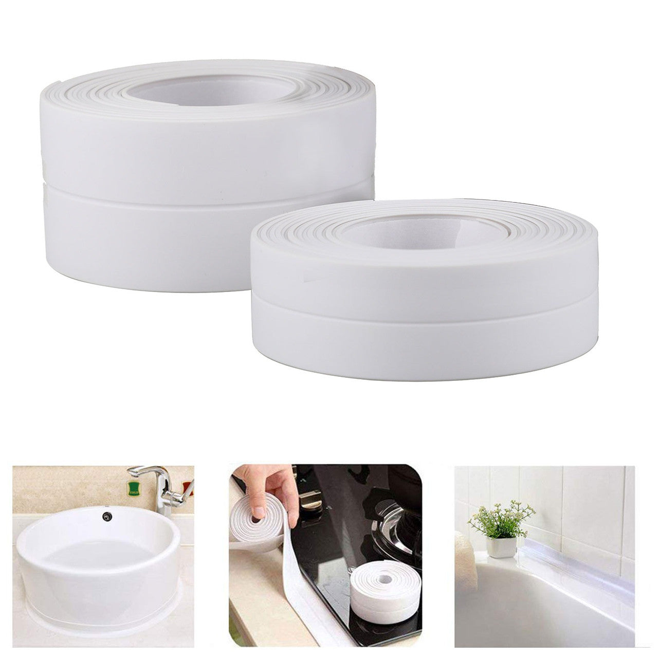 Самоклеюча водонепроникна бордюрна стрічка 2,5 м Waterproof Tape, Білий / Клейка стрічка для ванни