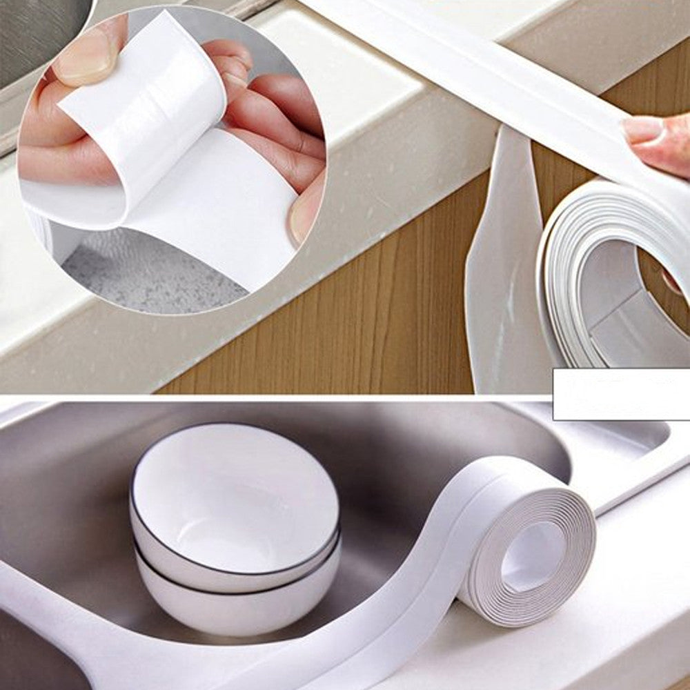 Самоклеюча водонепроникна бордюрна стрічка 2,5 м Waterproof Tape, Білий / Клейка стрічка для ванни
