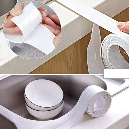 Самоклеюча водонепроникна бордюрна стрічка 2,5 м Waterproof Tape, Білий / Клейка стрічка для ванни
