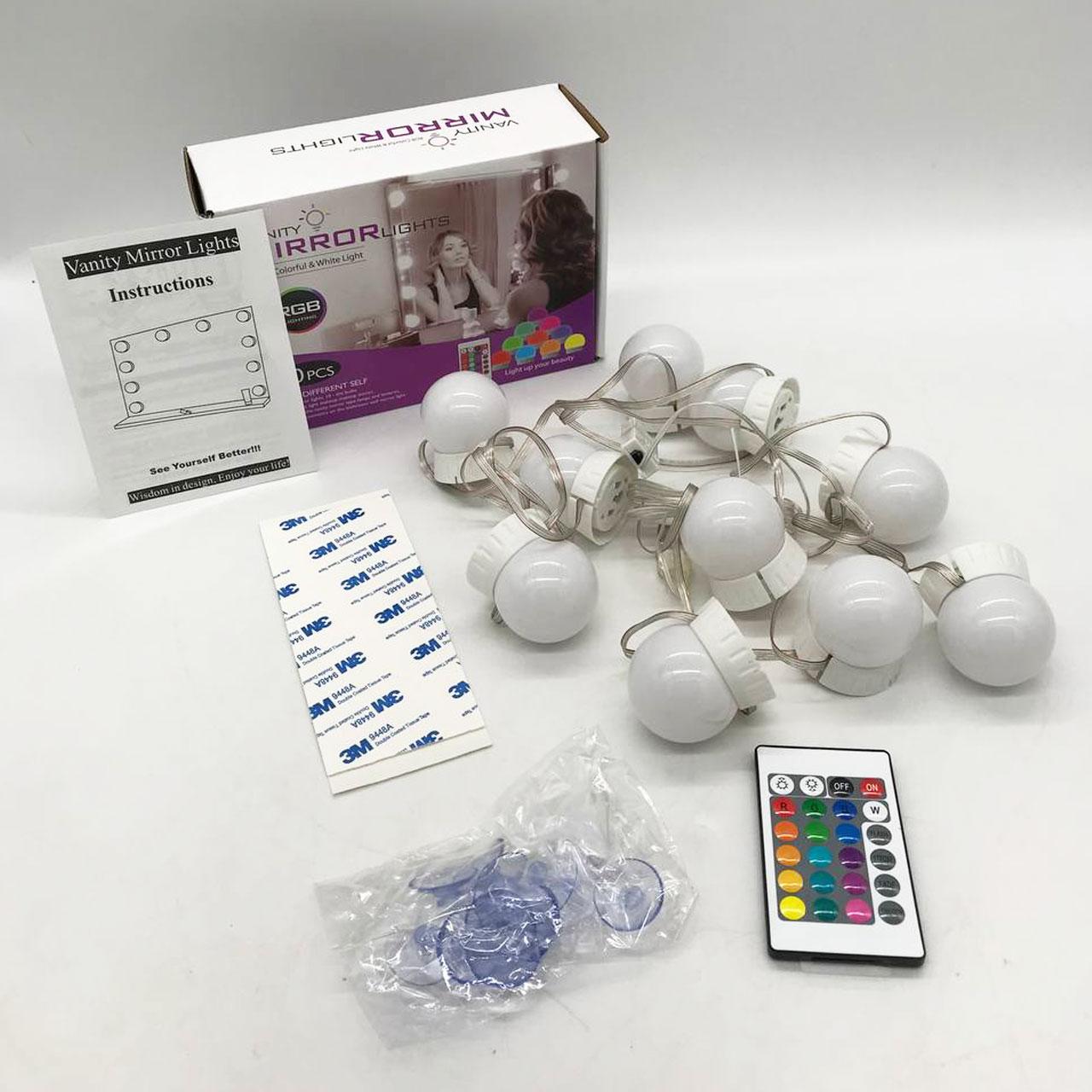 LED підсвічування для дзеркала з регулюванням яскравості та USB, / Світлодіодні лампочки 10 шт для гримерного дзеркала