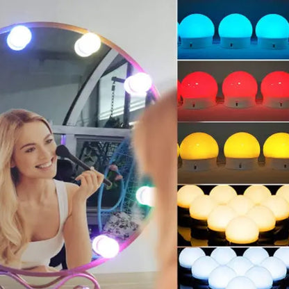 LED підсвічування для дзеркала з регулюванням яскравості та USB, / Світлодіодні лампочки 10 шт для гримерного дзеркала