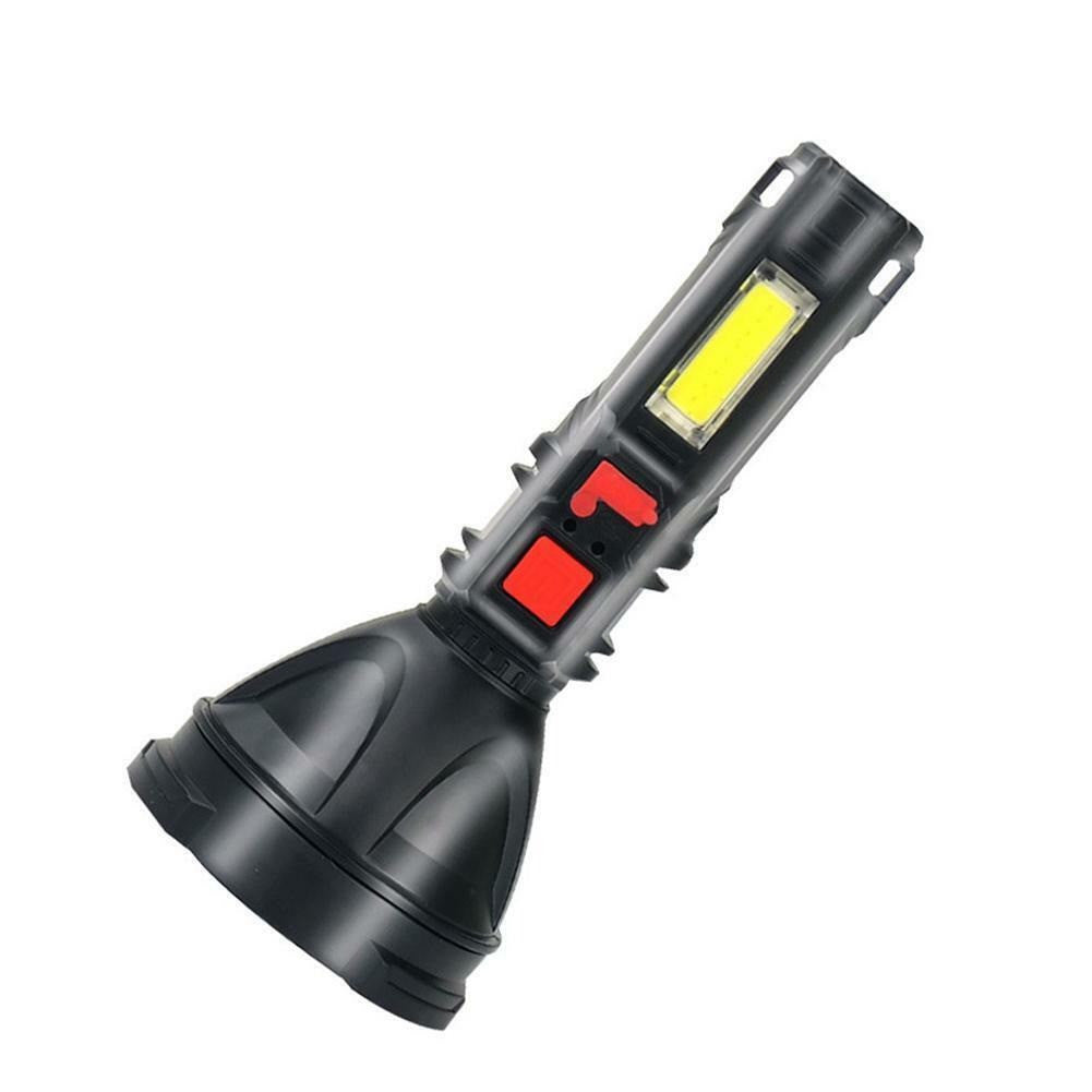 Ліхтар ручний 2в1 з USB зарядкою L-830, Чорний / Світлодіодний акумуляторний ліхтарик з боковою лампою