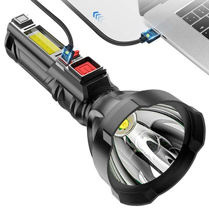 Ліхтар ручний 2в1 з USB зарядкою L-830, Чорний / Світлодіодний акумуляторний ліхтарик з боковою лампою