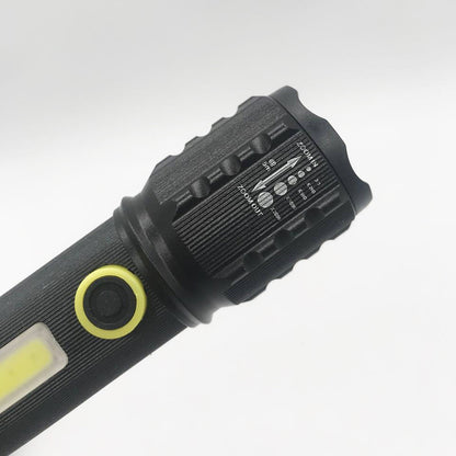 Акумуляторний ліхтар 2в1 з USB зарядкою BL-C73-P50, Чорний / Ручний потужний ліхтар із бічним світлом та Кейсом