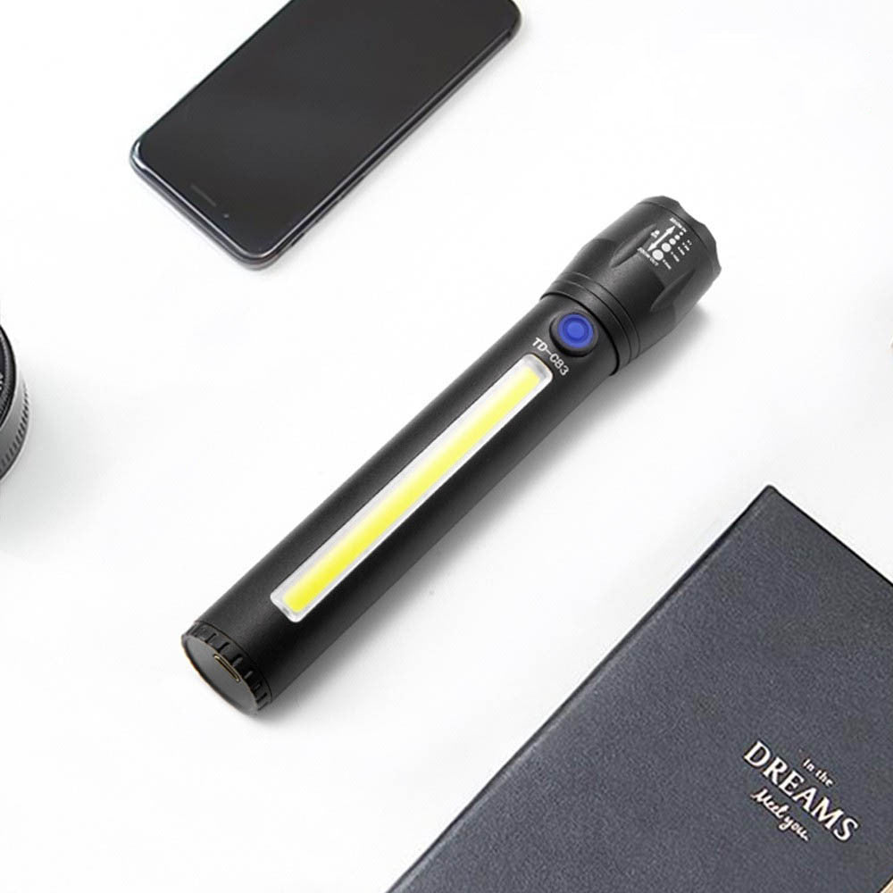 Ліхтарик ручний 2в1 з акумулятором та USB зарядкою BL-C63 / Тактичний ліхтар зі світлодіодною панеллю