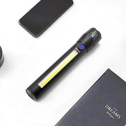 Ліхтарик ручний 2в1 з акумулятором та USB зарядкою BL-C63 / Тактичний ліхтар зі світлодіодною панеллю