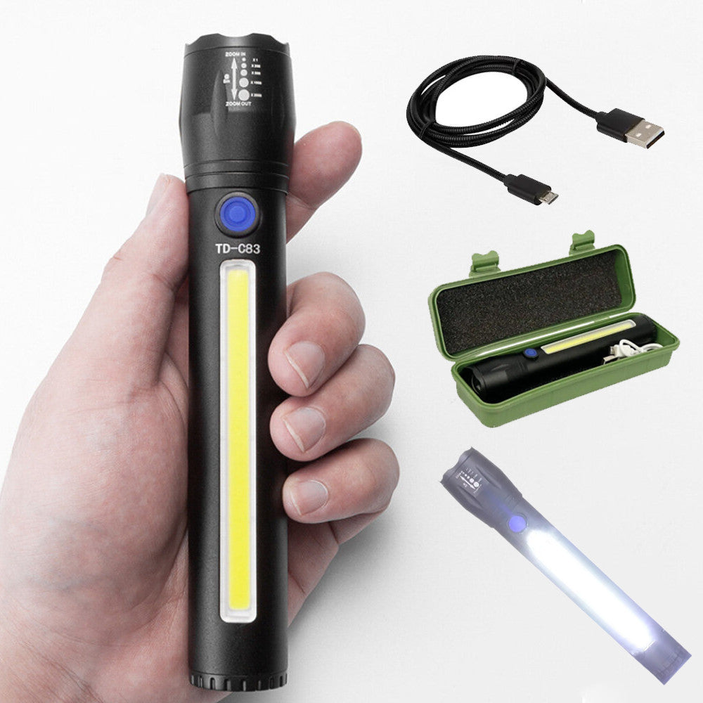 Ліхтарик ручний 2в1 з акумулятором та USB зарядкою BL-C63 / Тактичний ліхтар зі світлодіодною панеллю