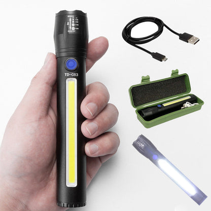 Ліхтарик ручний 2в1 з акумулятором та USB зарядкою BL-C63 / Тактичний ліхтар зі світлодіодною панеллю