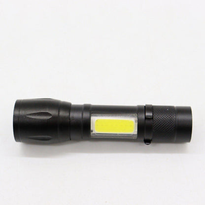 Акумуляторний ручний ліхтар із USB, бічним світлом та ZOOM HB-513-XPE + COB, Чорний / Тактичний ліхтарик з кейсом
