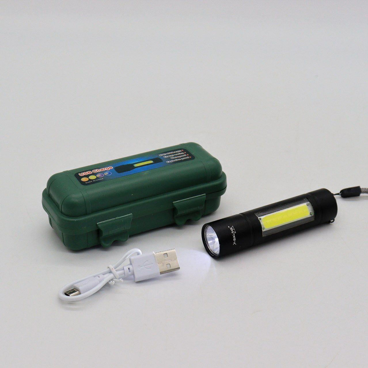 Ручний ліхтарик кишеньковий із USB зарядкою, BL-1501, Чорний / Акумуляторний тактичний ліхтар із кейсом